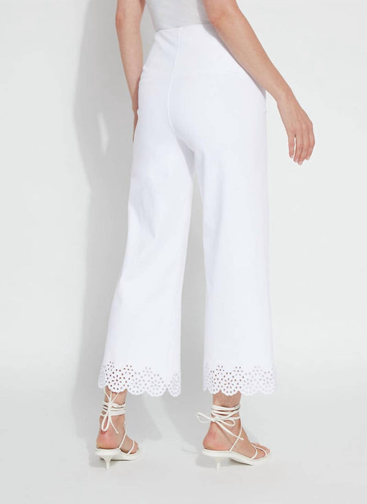 Lysse - Cropped Embroidered Eyelet Wide Leg Pants