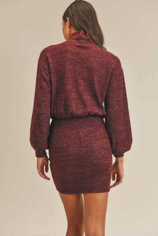 Lush - Mock Neck Cinched Knit Dress