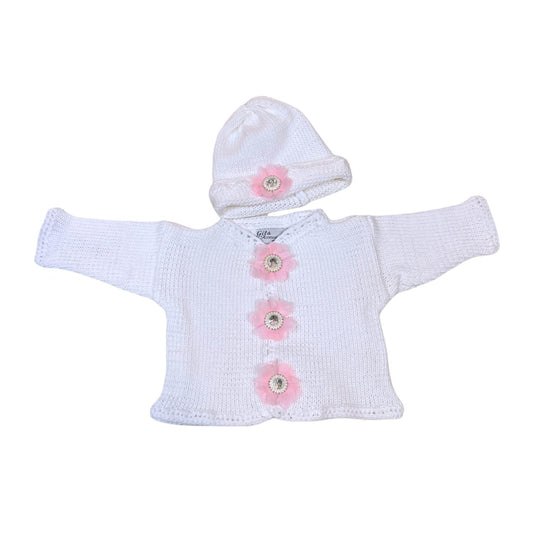 Gita - Girl's 2pc Sweater Crystal/rhinestone Center & Hat