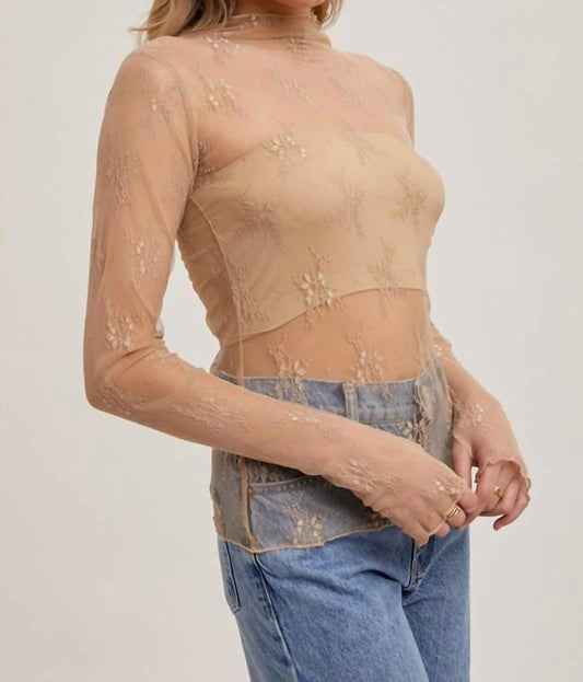 Bluivy - Floral Embroidery Lace Sheer Mesh Top