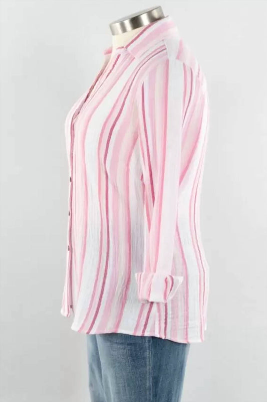 Escape By Habitat - 3/4 Sleeve Cotton Button Down Shirt