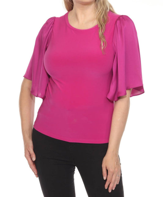 Joseph Ribkoff - Crew Neck Flutter Sleeve Top