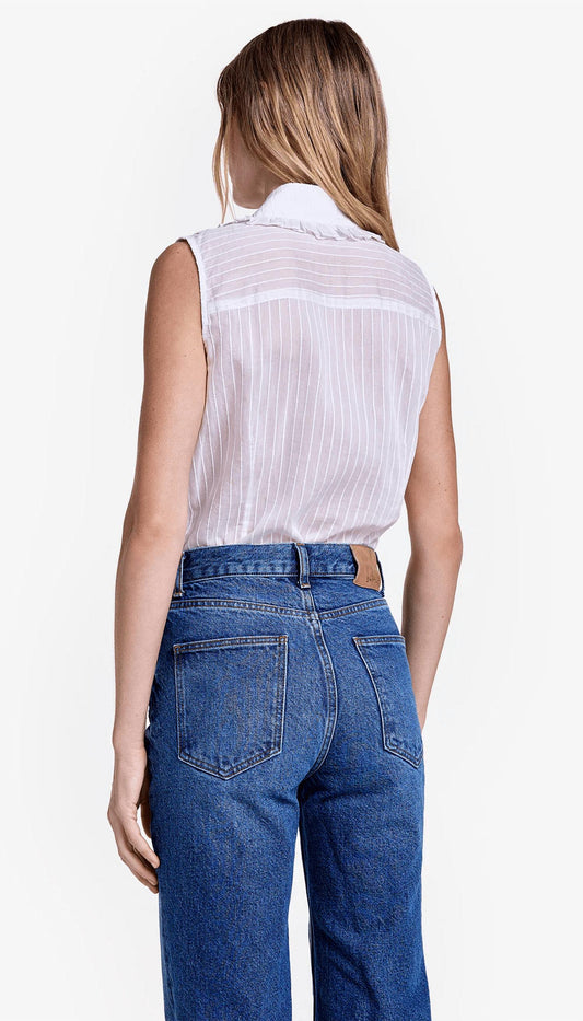 Smythe - Sleeveless Ruffle Trim Shirt