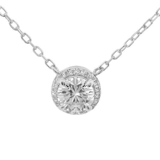 Allyanna Gifts - Women's Round Moissanite With Halo Necklace