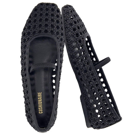 Cushionaire - Women's Weavy Squared Toe Woven Ballet Fla