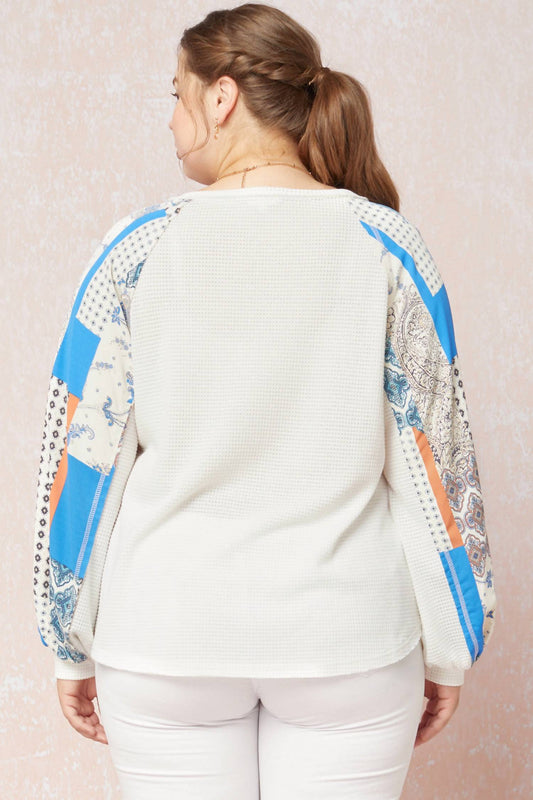 Entro - Mixed Print Long Sleeve Plus Top