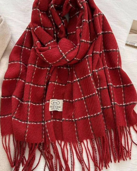 Ninexis - Women's Plaid Cashmere Feel Scarf