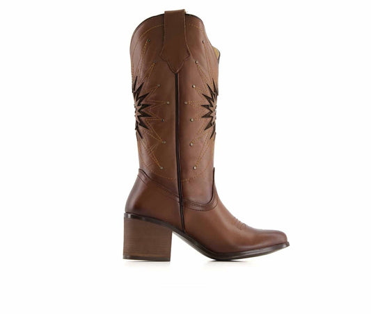 Forastero - Women's Leather Boots Western - brown - heeled - boots - leather