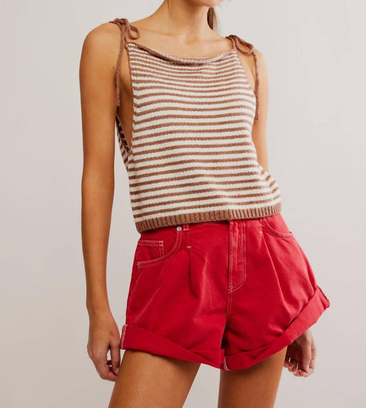 Free People - Claire Knit Tank Top - clothing - cotton - blend - red