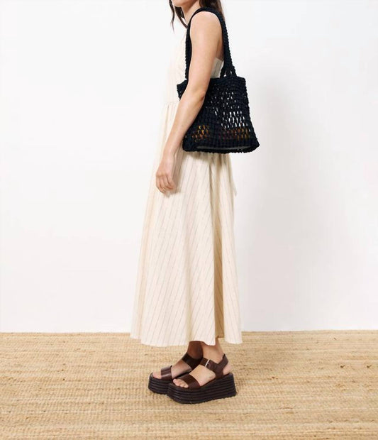 Frnch - Casey Striped Midi Dress - beige - clothing - cotton - blend