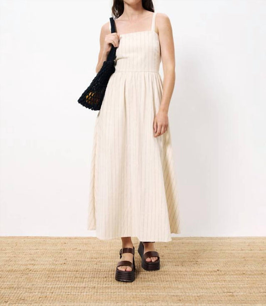 Frnch - Casey Striped Midi Dress - beige - clothing - cotton - blend