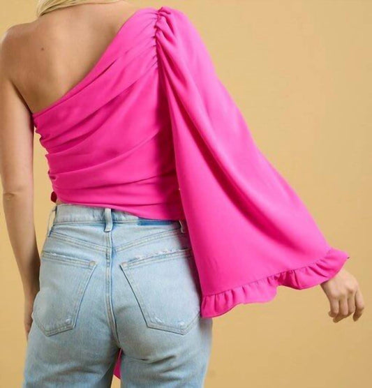 Glam - Barbie One Shoulder Blouse - blouses - clothing - pink