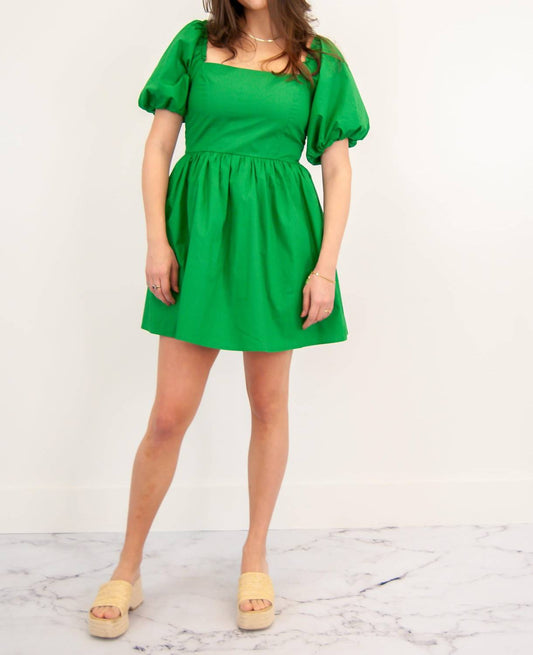 Glam - Kaylee Square Neck Puff Sleeve Dress - clothing - dresses - green