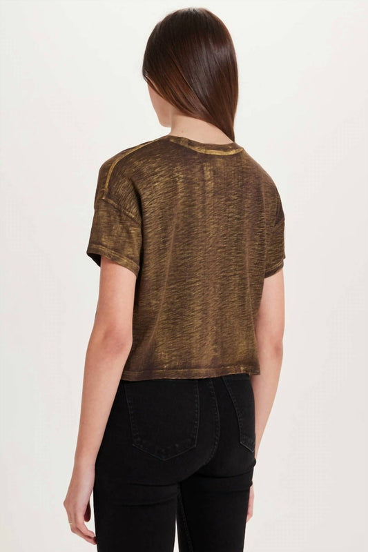 Goldie Lewinter - Metalic Sparkle Crop Short Sleeve Top - clothing - cotton - gold