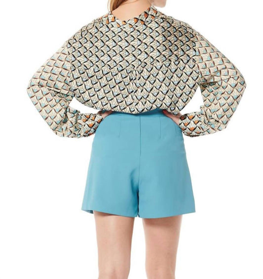 Gracia - High Waist Pleated Short - blue - clothing - high - waist