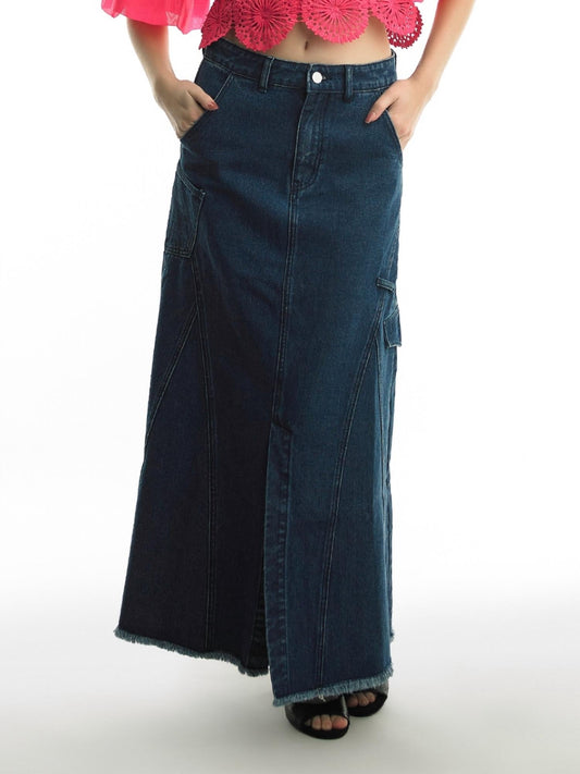 Gracia - Long Denim Skirt - blue - clothing - long - skirts
