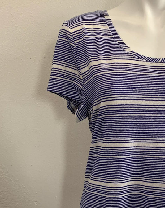 Habitat - Stripe Cap Sleeve Tee - blue - clothing - linen - blend