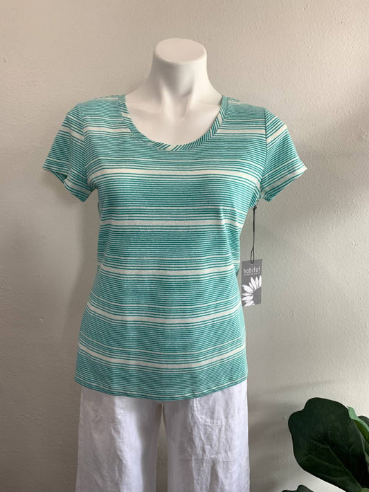 Habitat - Stripe Cap Sleeve Tee - clothing - green - linen - blend