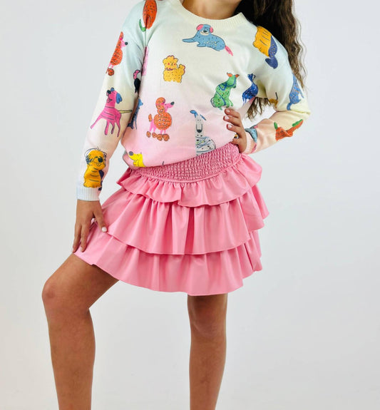 Hannah Banana - Girl's Vegan Leather Tiered Mini Skirt - bottoms - clothing - kids