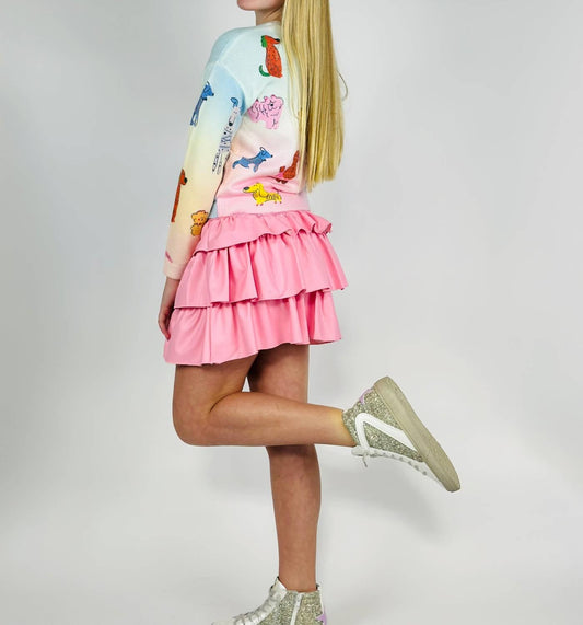 Hannah Banana - Girl's Vegan Leather Tiered Mini Skirt - bottoms - clothing - kids