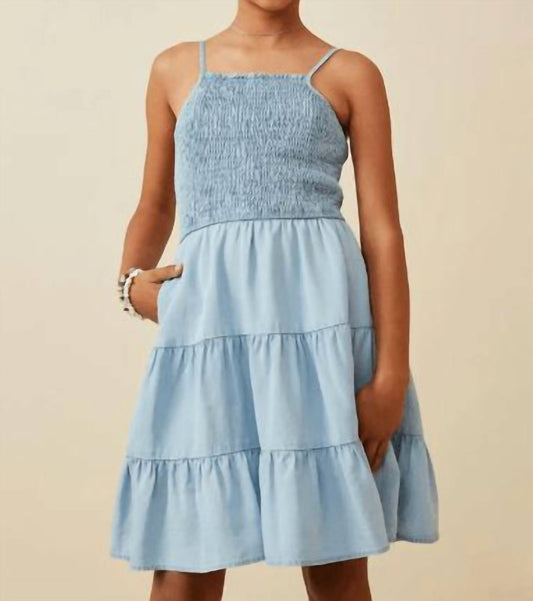 Hayden Girls - Girl's Smocked Tiered Dress - blue - casual - clothing