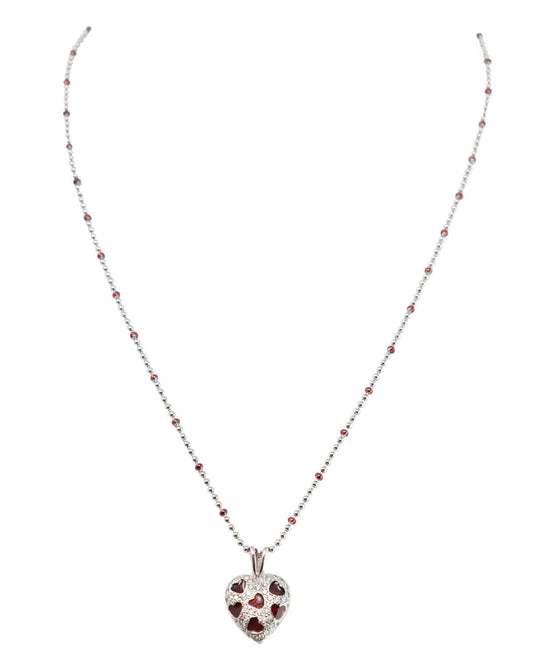 Hidalgo - Women's Enamel Hearts Necklace - jewelry - necklaces - red