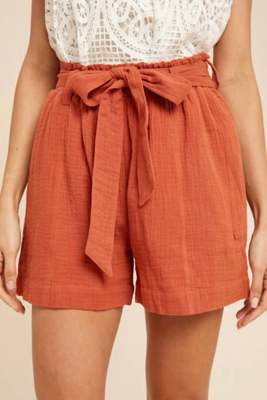 In - Loom - Cotton Tie Waist Shorts - clothing - cotton - high - waist