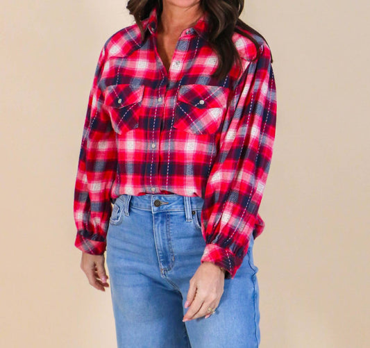 Ivy Jane - Plaid Print Flannel Top - button - down - shirts - clothing - plaid - check