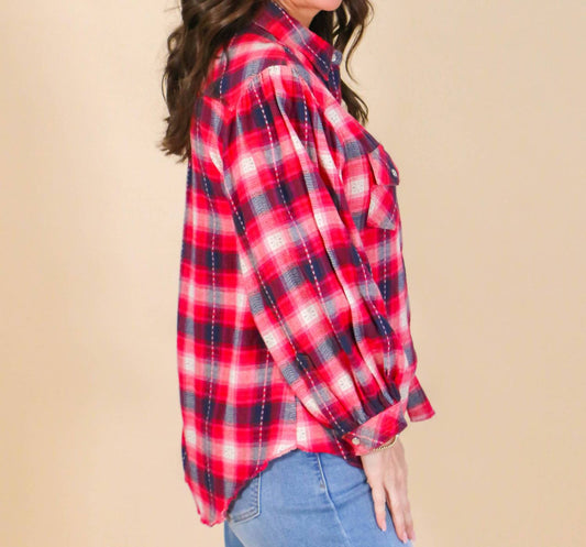 Ivy Jane - Plaid Print Flannel Top - button - down - shirts - clothing - plaid - check