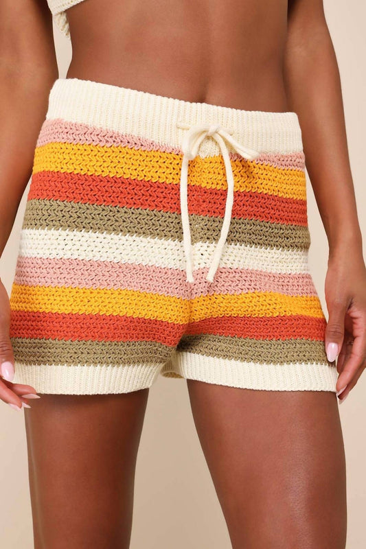 Jacquie The Label - Crochet Drawstring Shorts - clothing - cotton - blend - high - waist