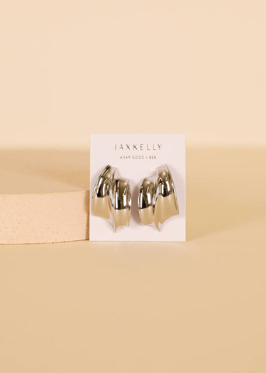 Jaxkelly - Women's Bold Wave Earrings - earrings - jewelry - silver