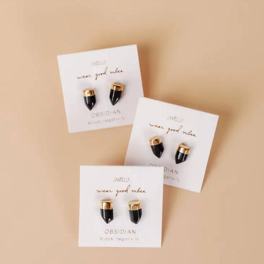 Jaxkelly - Women's Gold Dip Earrings - black - earrings - jewelry