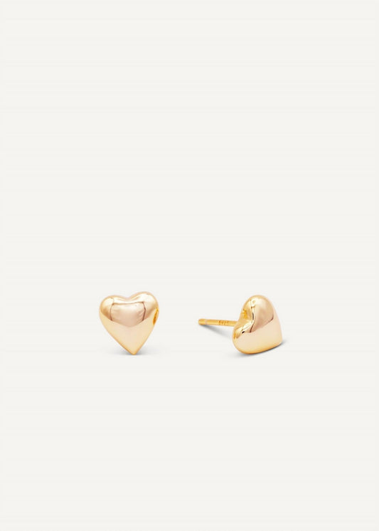 Jaxkelly - Women's Puffed Heart Earrings - earrings - gold - jewelry