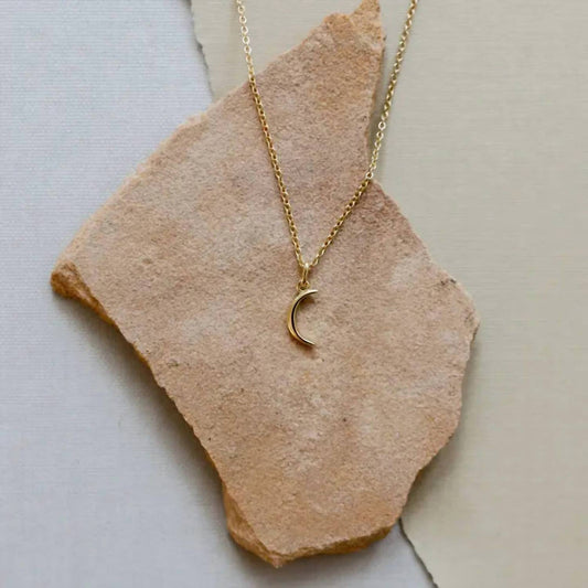 Jaxkelly - Women's Tiny Crescent Moon Necklace - gold - jewelry - necklaces