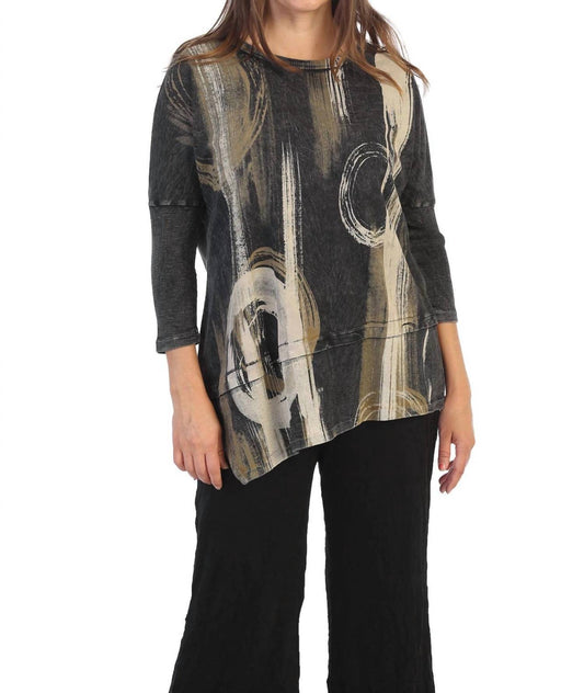 Jess & Jane - Canali Mineral Washed Dolman Sleeve Cotton Tunic - black - clothing - cotton