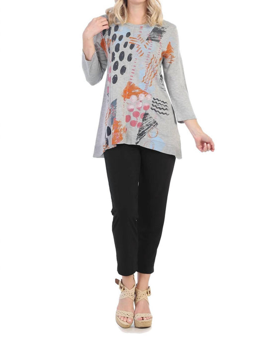 Jess & Jane - Dottie Light Terry Pocket Top - blouses - clothing - grey