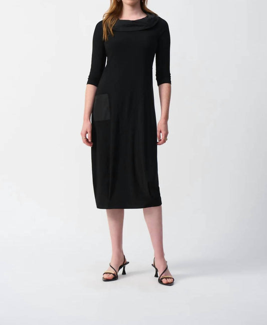 Joseph Ribkoff - 3/4 Sleeves Cocoon Midi Dress - black - clothing - dresses