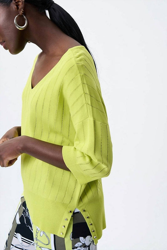 Joseph Ribkoff - Knit Quarter Sleeve Top - blouses - clothing - green