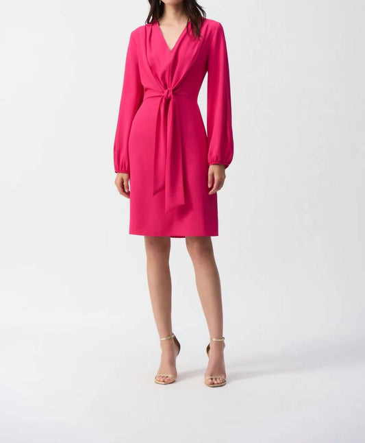 Joseph Ribkoff - Long Puff Sleeves V - neck Midi Dress - clothing - dresses - midi