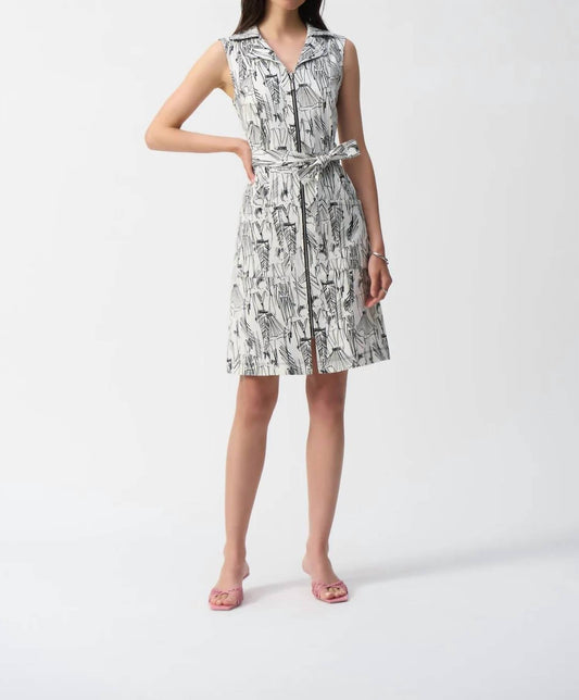 Joseph Ribkoff - Notched Collar Sleeveless Sheath Dress - clothing - dresses - midi