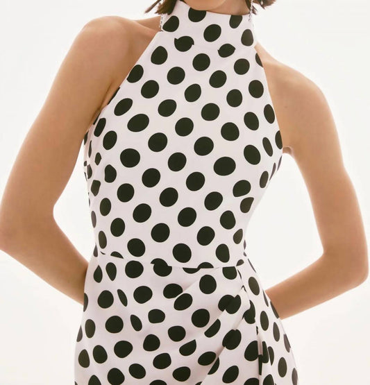 Joseph Ribkoff - Polka Dot Halter Dress - clothing - dresses - midi