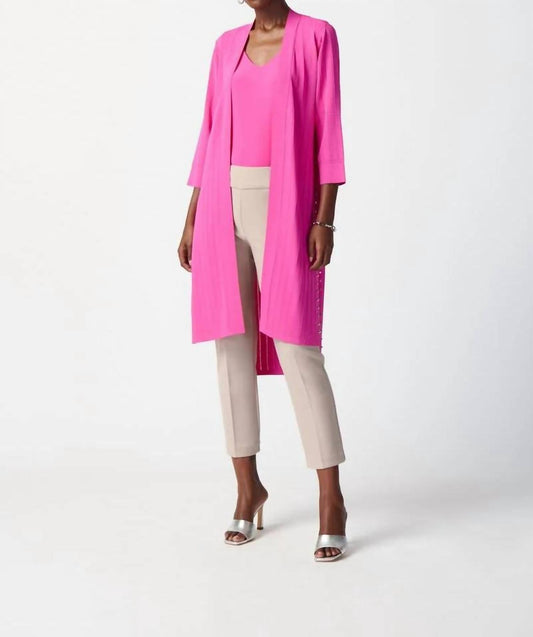 Joseph Ribkoff - Rib Knit Coverup Cardigan - cardigans - clothing - pink