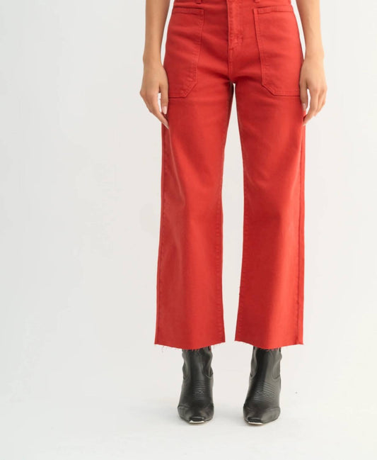 Just Black Denim - High Rise Utility Wide Leg - clothing - pants - red