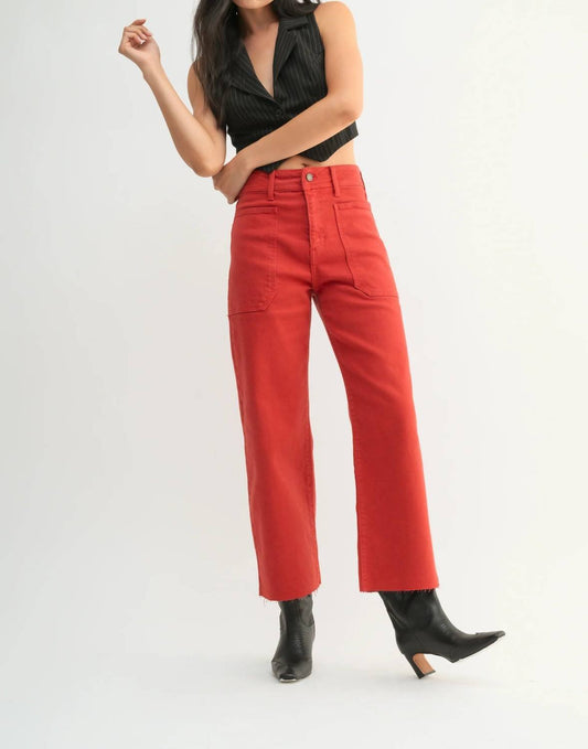 Just Black Denim - High Rise Utility Wide Leg - clothing - pants - red