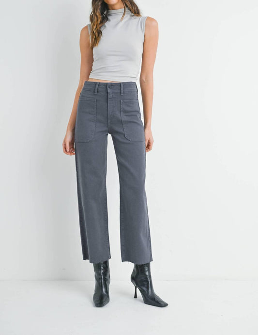 Just Black Denim - High Rise Utility Wide Leg Pants - clothing - cotton - blend - grey