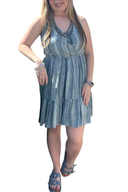 Justin - Denim Stripe Mini Dress - blue - clothing - dresses