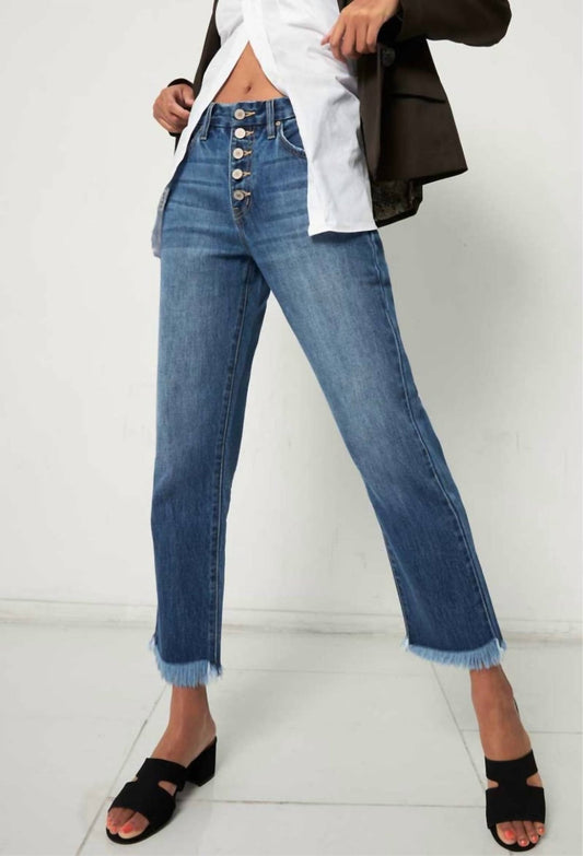 Kancan - High Rise Straight Leg Jeans - blue - clothing - denim