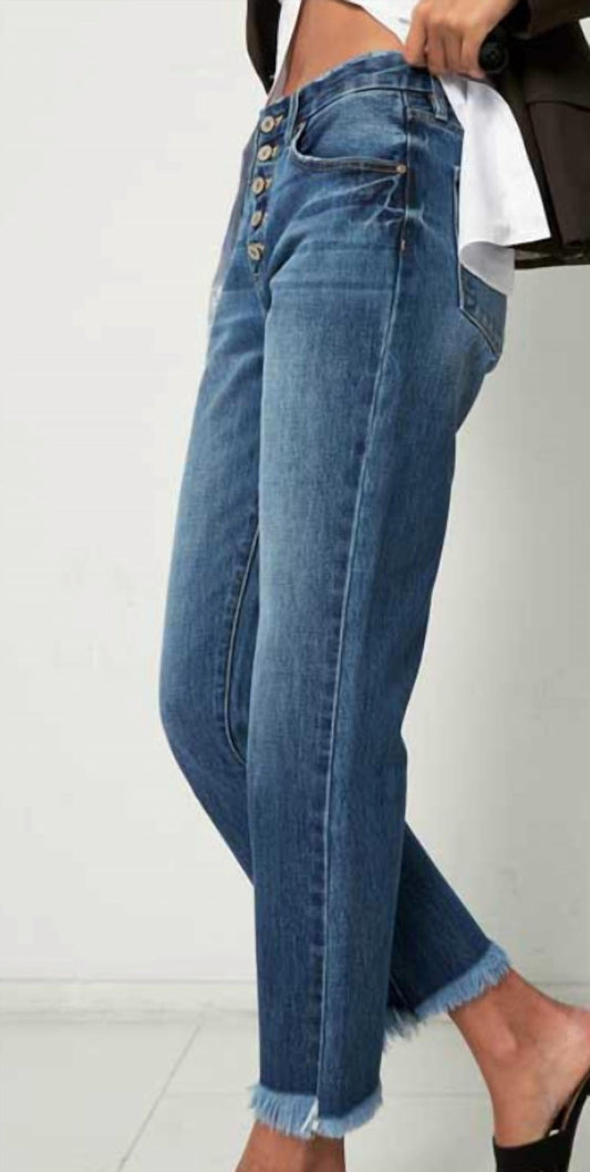 Kancan - High Rise Straight Leg Jeans - blue - clothing - denim