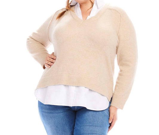 Karen Kane - Plus Size Layered Sweater - beige - clothing - directbrandpartner
