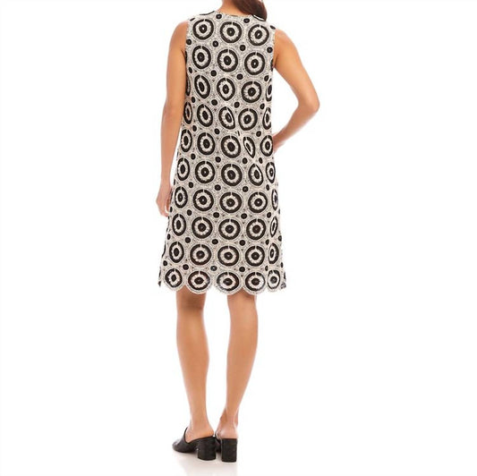 Karen Kane - Sleeveless Crochet Shift Dress - black - clothing - cotton - blend